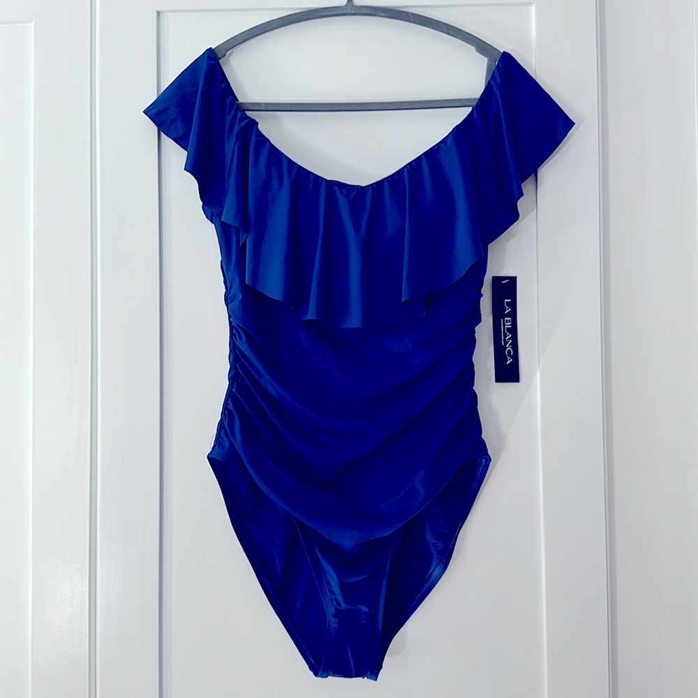 La Blanca Ruffle Off the Shoulder One-Piece